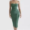 Teia Forest Draped Corset Midi Dress