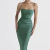 Teia Forest Draped Corset Midi Dress