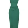 Teia Forest Draped Corset Midi Dress