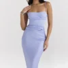 Teia Sky Draped Corset Midi Dress