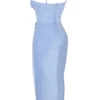 Teia Sky Draped Corset Midi Dress