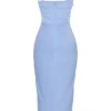 Teia Sky Draped Corset Midi Dress