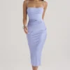 Teia Sky Draped Corset Midi Dress