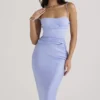 Teia Sky Draped Corset Midi Dress