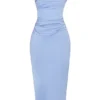 Teia Sky Draped Corset Midi Dress