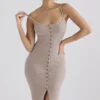 Teva Beige Cashmere Knit Midi Dress