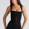 The Balconette Black Fitted Corset Top
