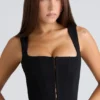 The Balconette Black Fitted Corset Top