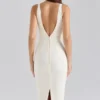 The Classic Ivory Midi Bandage Dress