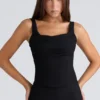 The Drape Neck Black Corset Top