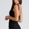 The Drape Neck Black Corset Top
