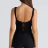 The Drape Neck Black Corset Top