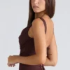 The Drape Neck Chocolate Corset Top