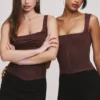 The Drape Neck Chocolate Corset Top