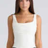 The Drape Neck Ivory Corset Top