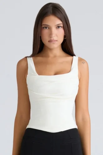 The Drape Neck Ivory Corset Top