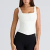 The Drape Neck Ivory Corset Top