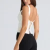 The Drape Neck Ivory Corset Top
