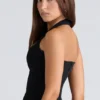 The Halter Neck Black Stretch Corset Top