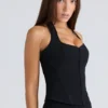 The Halter Neck Black Stretch Corset Top