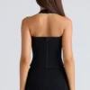 The Halter Neck Black Stretch Corset Top