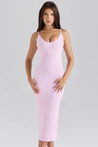 The Hourglass Baby Pink Midi Bandage Dress