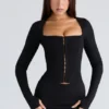 The Long Sleeve Balconette Black Corset Top