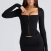 The Long Sleeve Balconette Black Corset Top