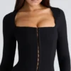 The Long Sleeve Balconette Black Corset Top