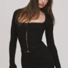 The Long Sleeve Balconette Black Corset Top