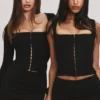 The Balconette Black Fitted Corset Top