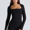 The Long Sleeve Black Corset Top