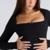 The Long Sleeve Black Corset Top