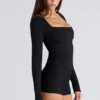 The Long Sleeve Black Corset Top