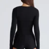 The Long Sleeve Black Corset Top