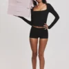 The Long Sleeve Black Corset Top