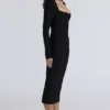 The Naomi Black Long Sleeve Bandage Midi Dress
