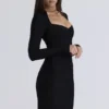 The Naomi Black Long Sleeve Bandage Mini Dress