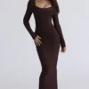 The OG Chocolat Long Sleeve Bandage Maxi Dress