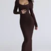 The OG Chocolat Long Sleeve Bandage Maxi Dress