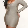 The OG Latte Long Sleeve Bandage Mini Dress