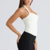 The Peekaboo Ivory Halter Neck Corset Top