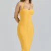 The Sculpt Orange Sherbet Midi Bandage Dress