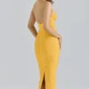 The Sculpt Orange Sherbet Midi Bandage Dress