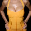 The Sculpt Orange Sherbet Midi Bandage Dress