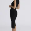 The Super Plunge Black Bandage Midi Dress