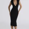 The Super Plunge Black Bandage Midi Dress