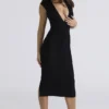 The Super Plunge Black Bandage Midi Dress