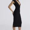The Super Plunge Black Bandage Midi Dress