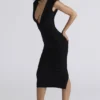 The Super Plunge Black Bandage Midi Dress